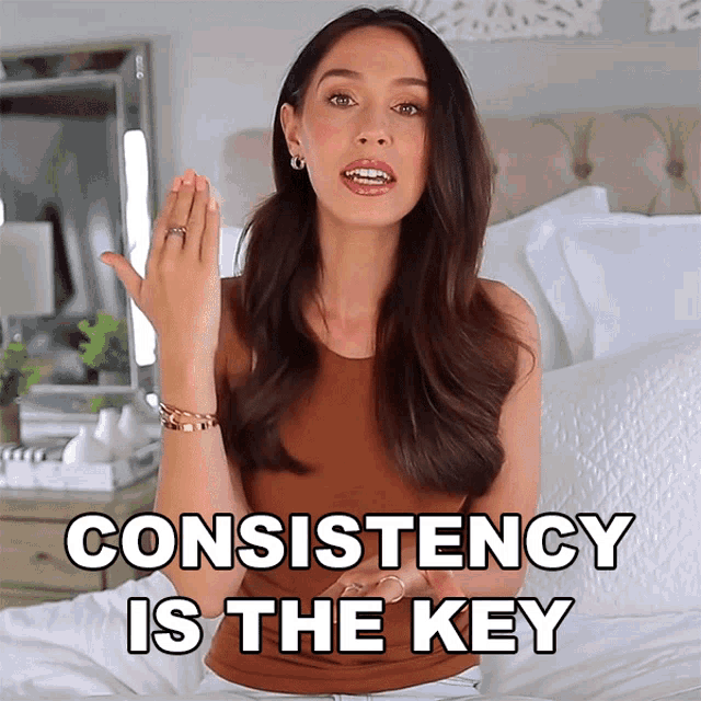 A GIF that says, "Consistency is the key" which applies to creating a DIY website!