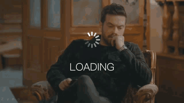 Image of a man with a loading screen