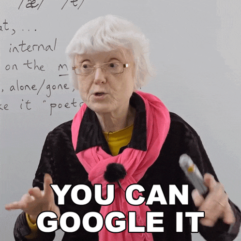 A GIF that says, "You can Google it."