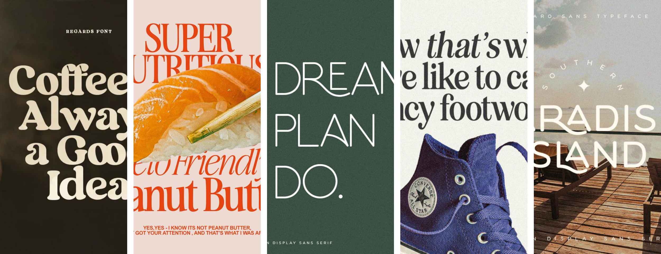 A collage of flared fonts